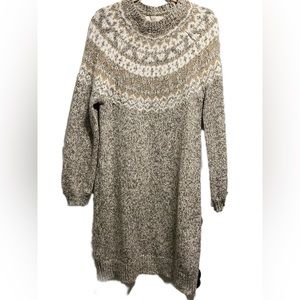 Fair isle mock neck sweater dress